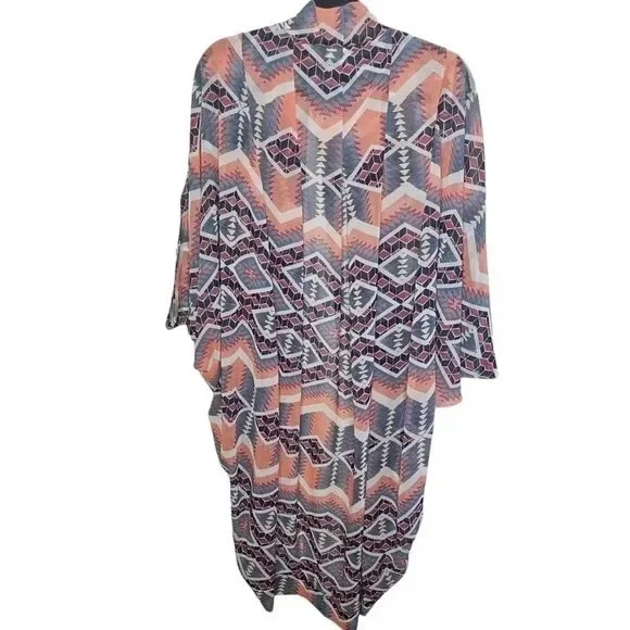 Anthropologie E by Eloise Sheer Cocoon Kimono Geometric Print One Size NWOT - Picture 3 of 7